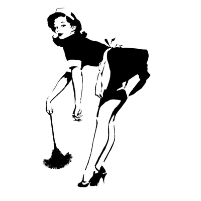 Black vintage pinup illustration on a transparent background.