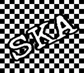 Ska lettering over a black-and-white checkerboard